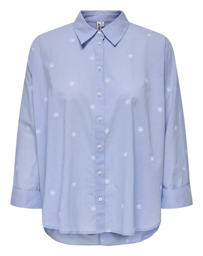 Only - New Lina Grace Embroidery Skjorte - Brunnera Blue 